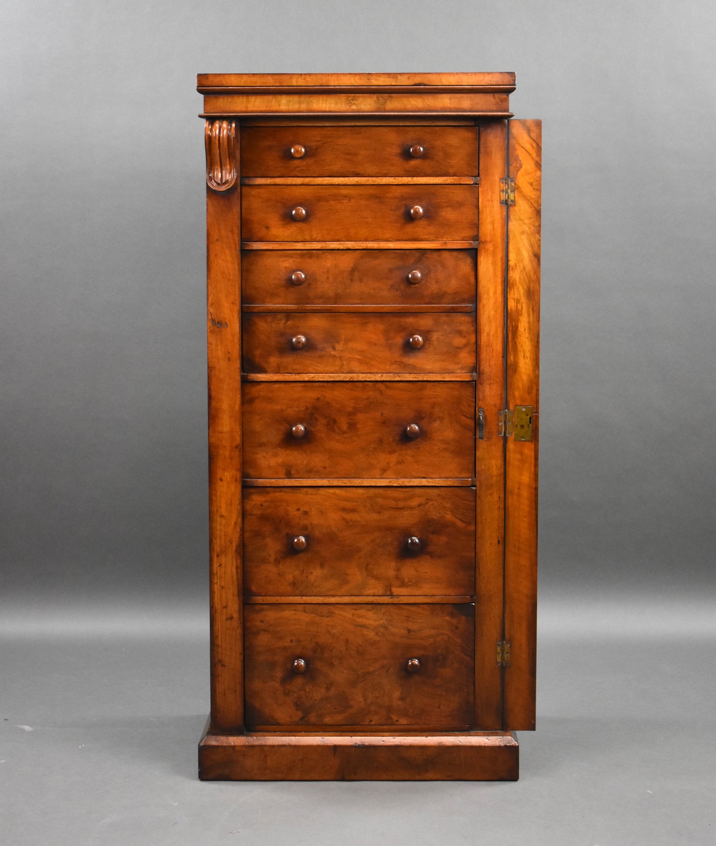 Victorian Walnut Secretaire Wellington Chest