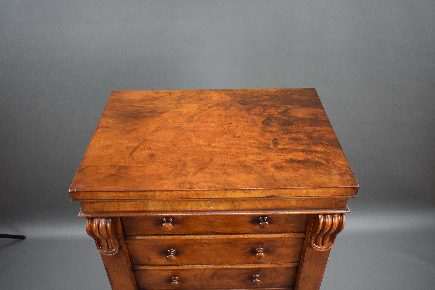 Victorian Walnut Secretaire Wellington Chest