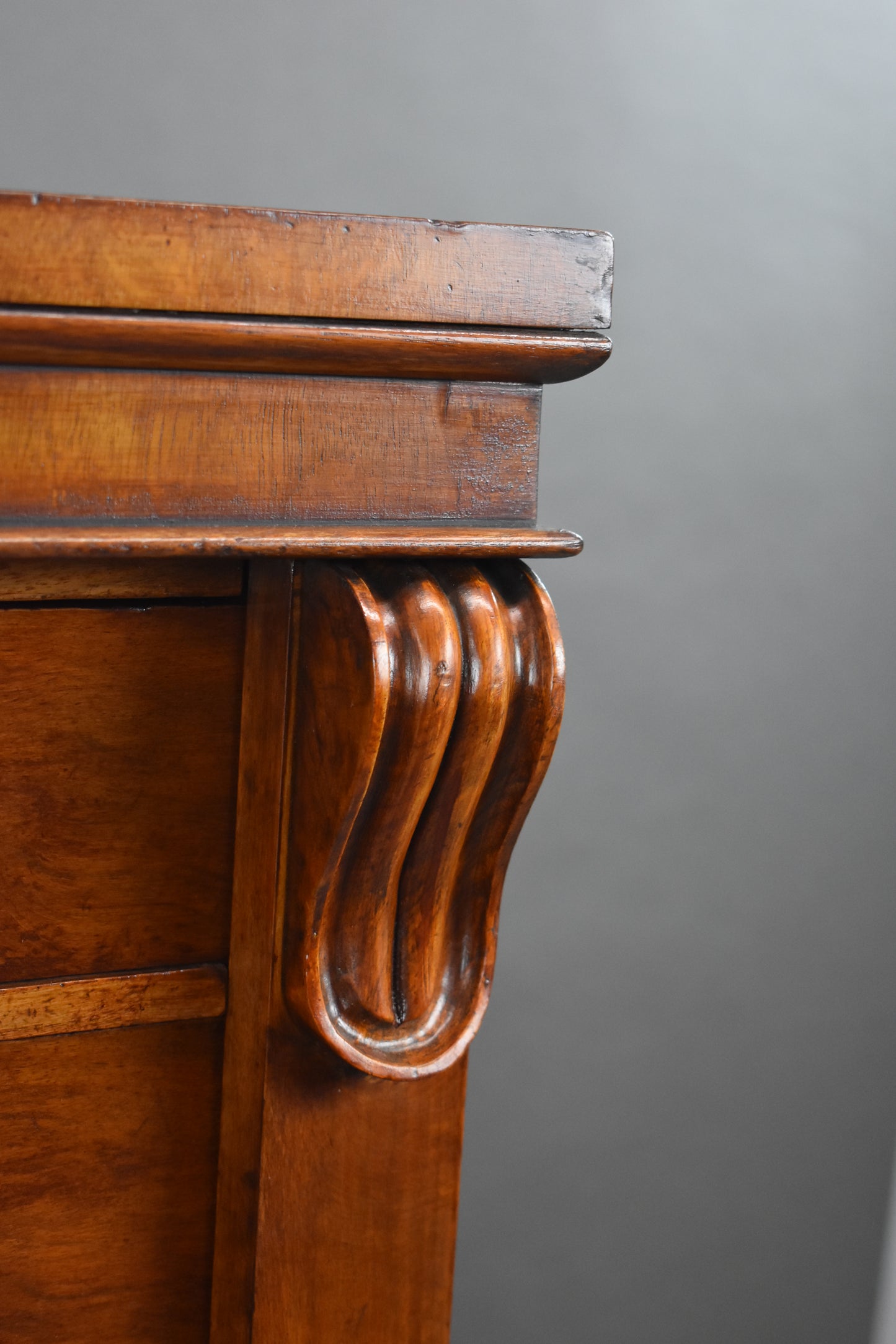 Victorian Walnut Secretaire Wellington Chest