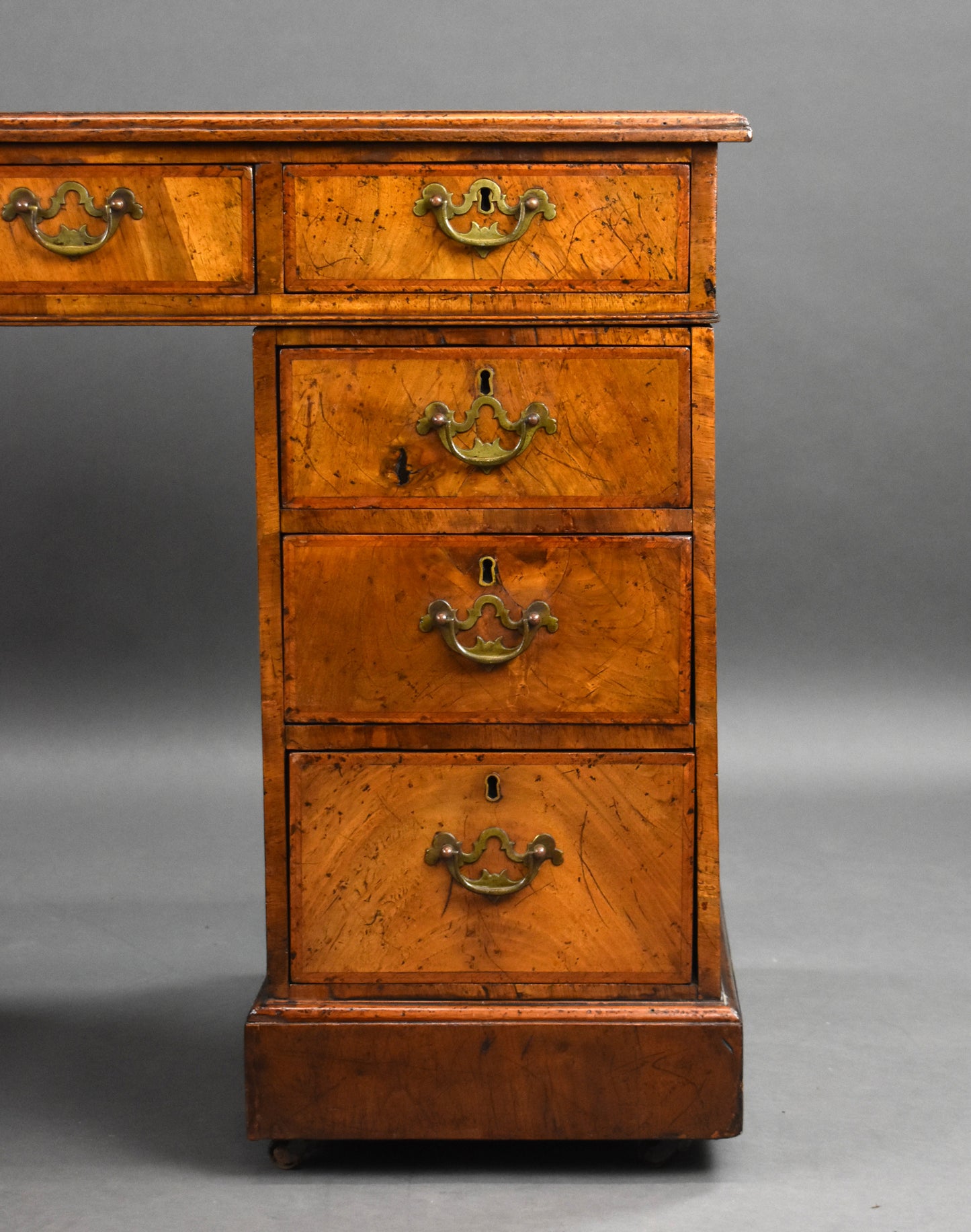 Victorian Figured Walnut Freestanding Pedestal Desk