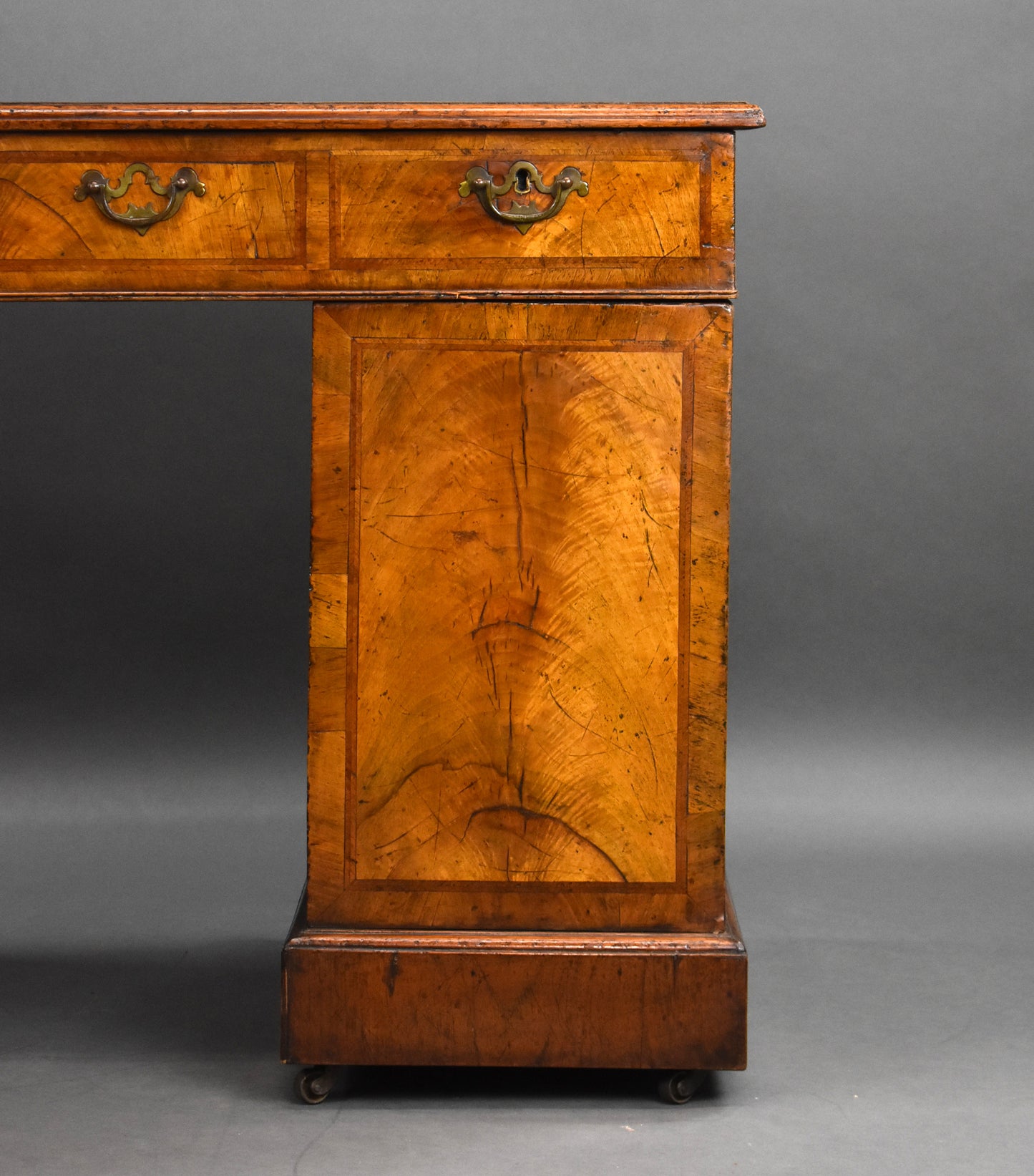 Victorian Figured Walnut Freestanding Pedestal Desk