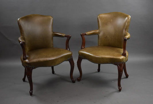 Pair 1950s Leather Desk Chairs