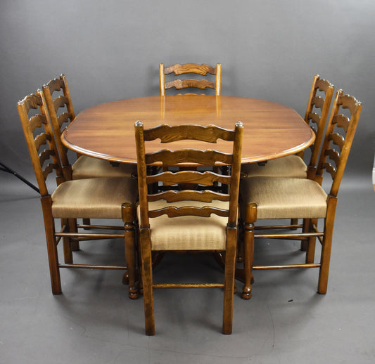 Oak Extending Table and Six Ladder Back Chairs