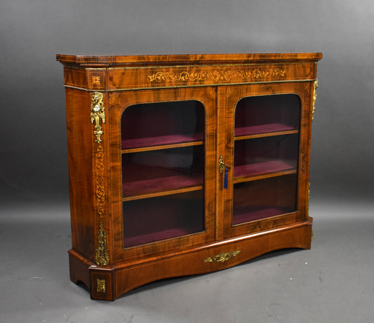 Victorian Inlaid Walnut Pier/Display Cabinet
