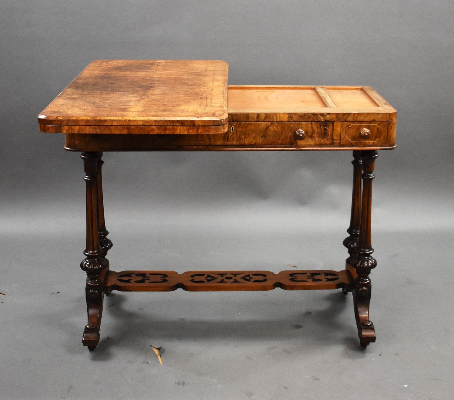 Victorian Walnut Inlaid Card Table