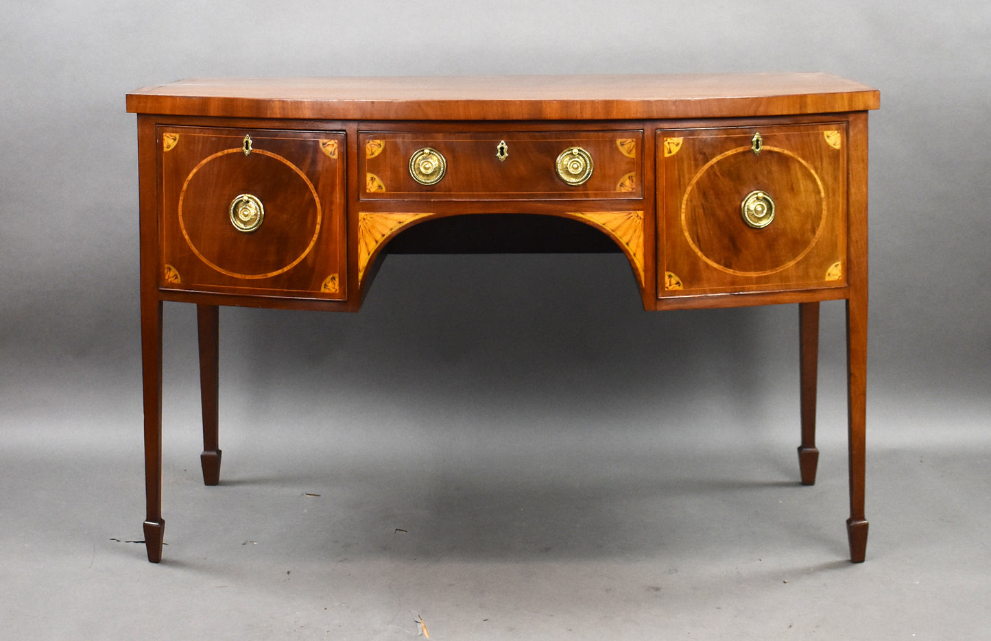 Antique Georgian Mahogany Inlaid Bow Front Sideboard