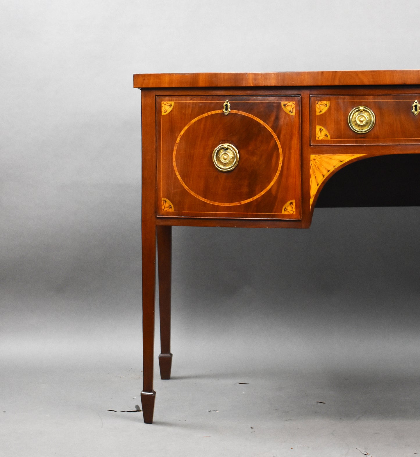 Antique Georgian Mahogany Inlaid Bow Front Sideboard