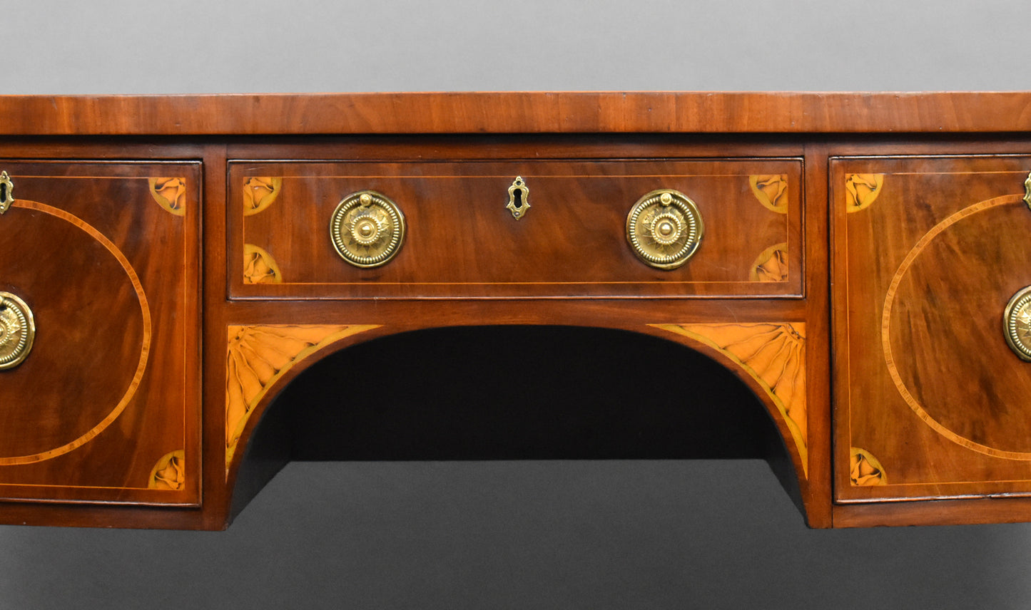 Antique Georgian Mahogany Inlaid Bow Front Sideboard