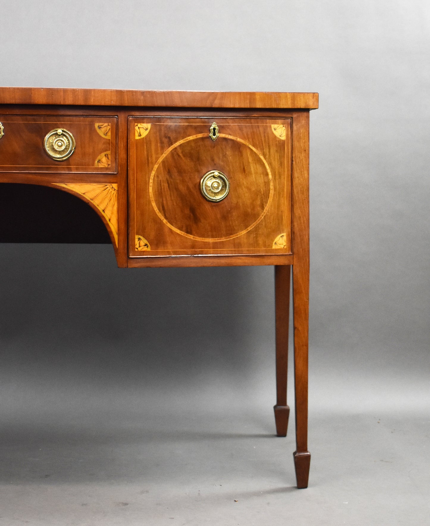 Antique Georgian Mahogany Inlaid Bow Front Sideboard