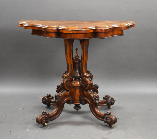 Victorian Burr Walnut Card Table