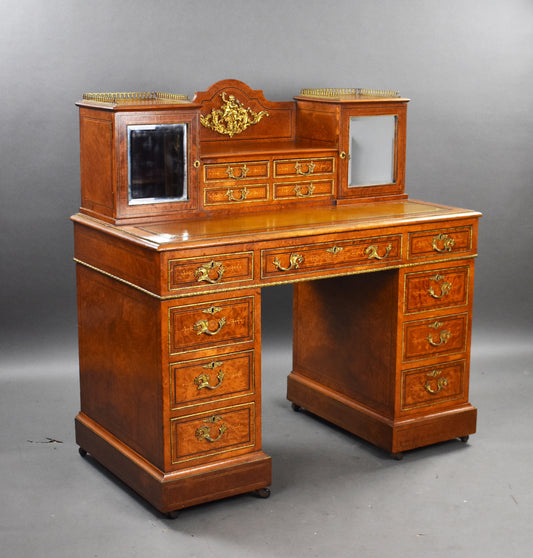 Victorian Burr Walnut & Ormolu-Mounted Pedestal Desk