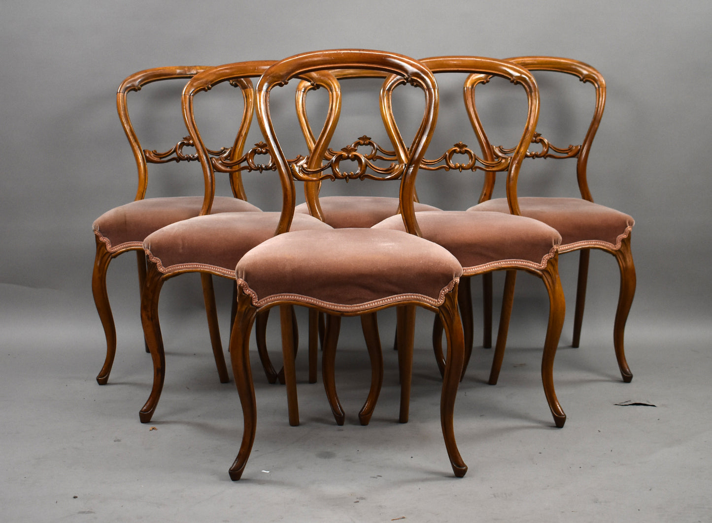 Set Six Victorian Walnut Chairs
