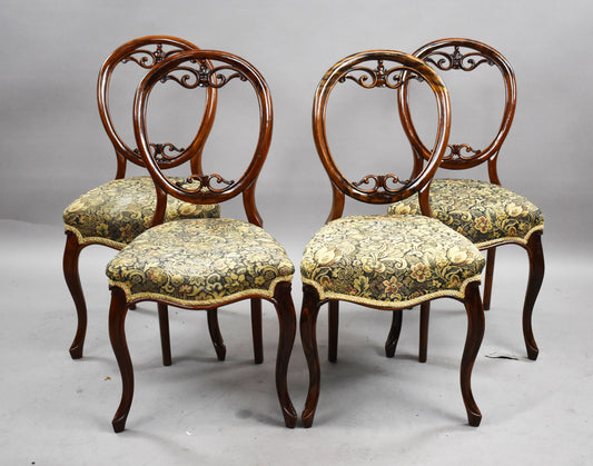 Set Four Walnut Carved Dining Chairs