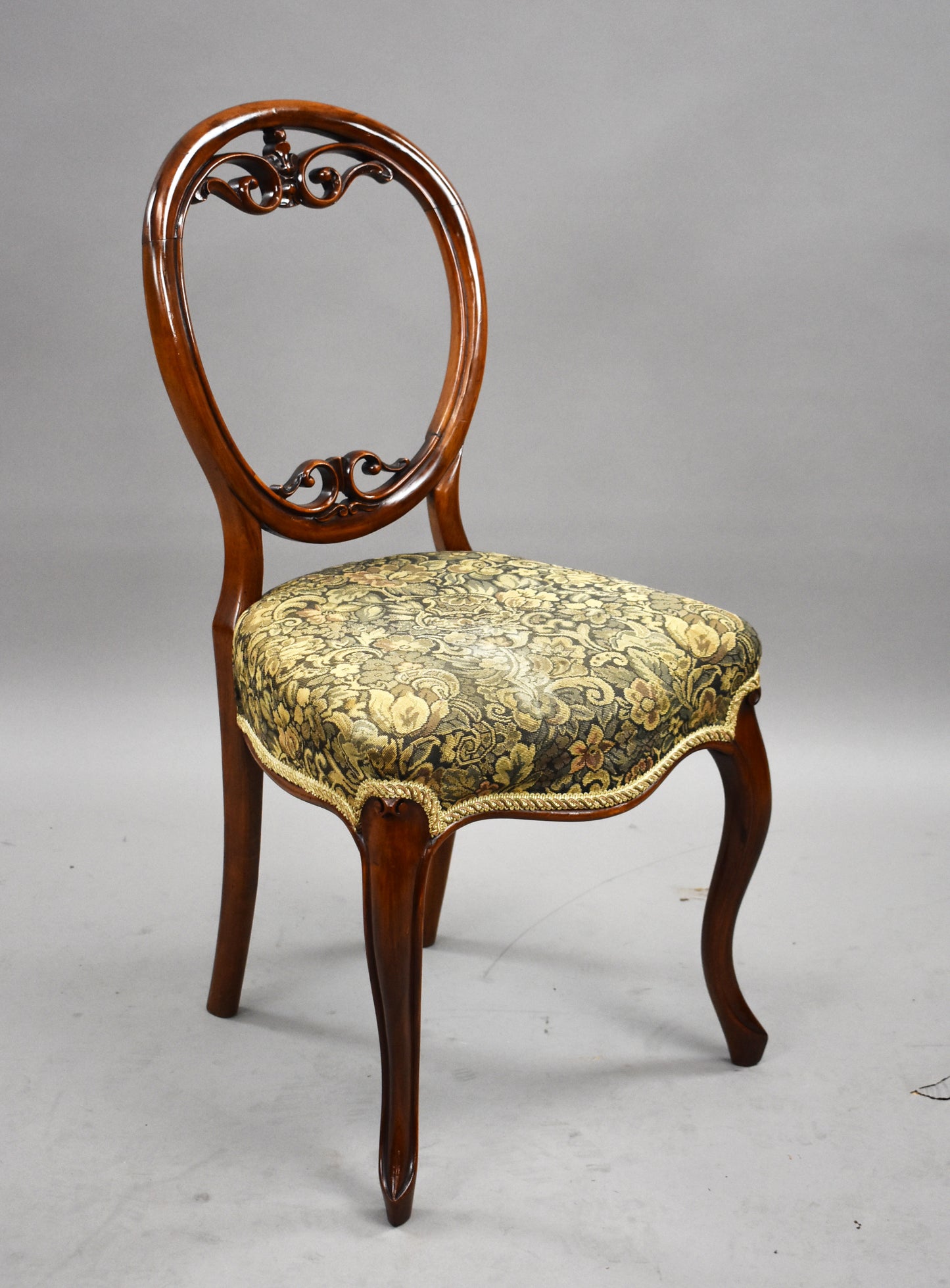 Set Four Walnut Carved Dining Chairs