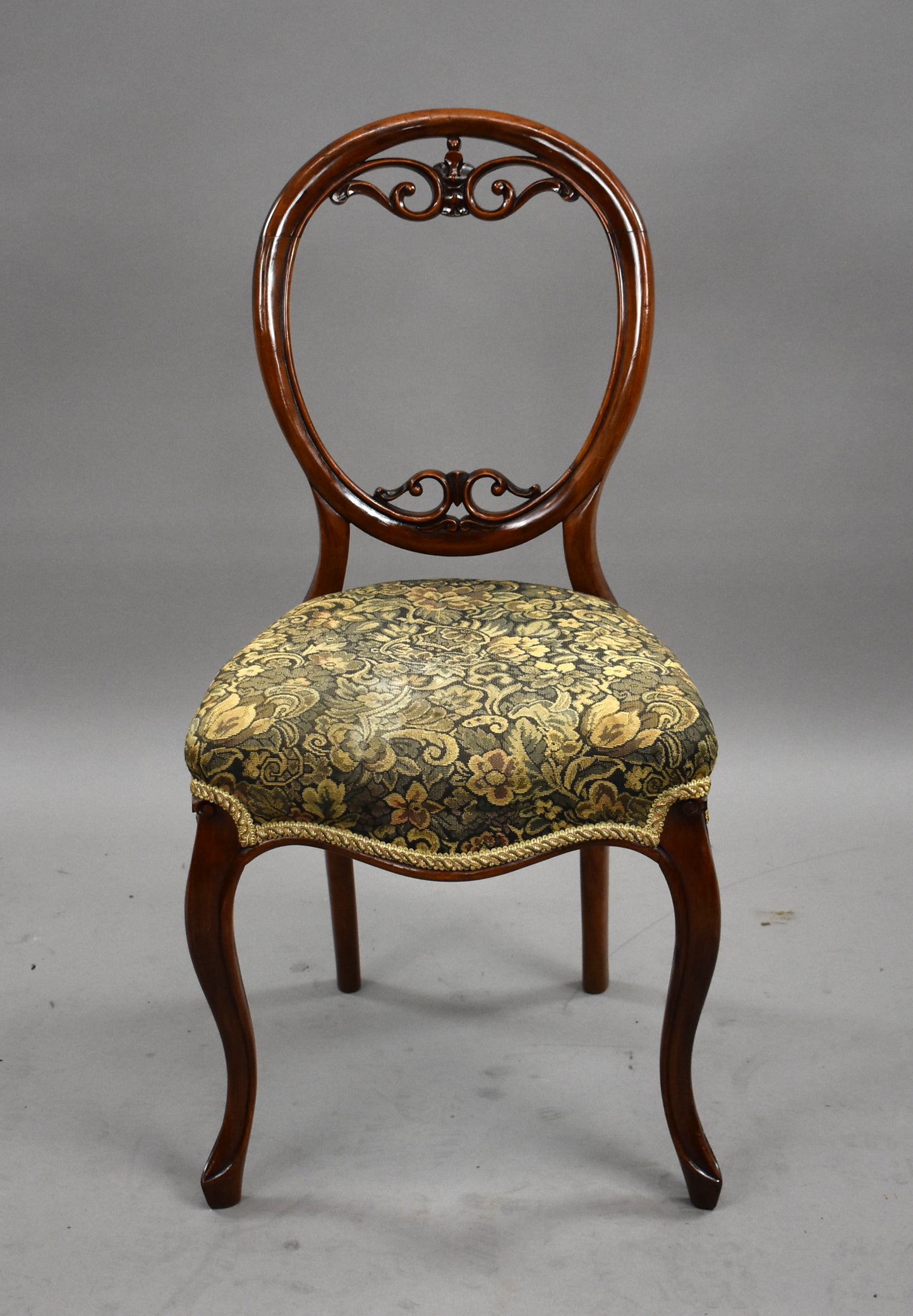 Set Four Walnut Carved Dining Chairs