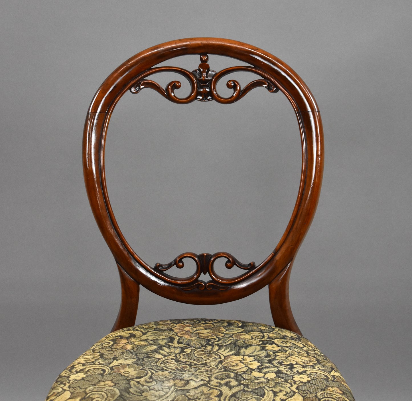 Set Four Walnut Carved Dining Chairs