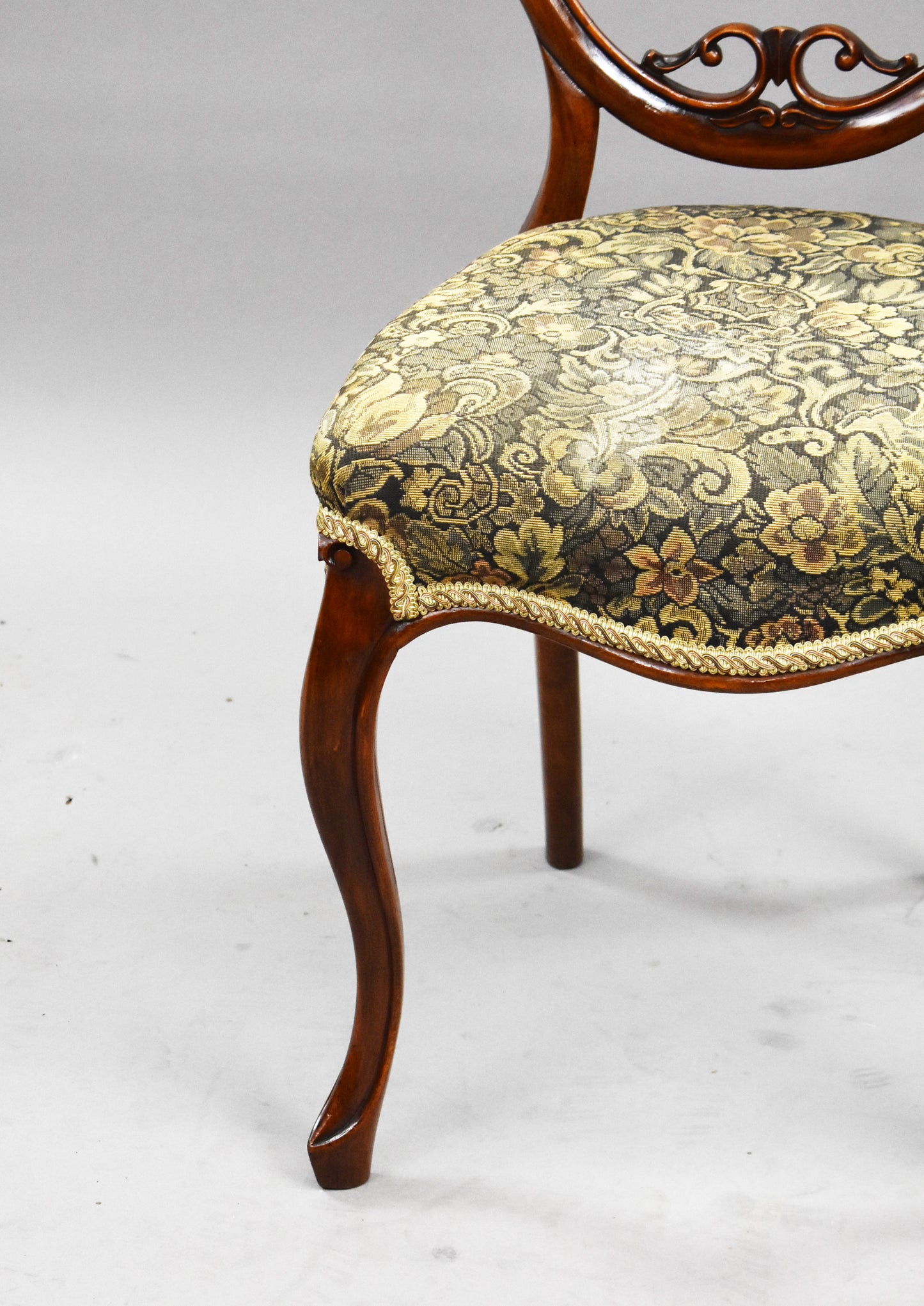 Set Four Walnut Carved Dining Chairs