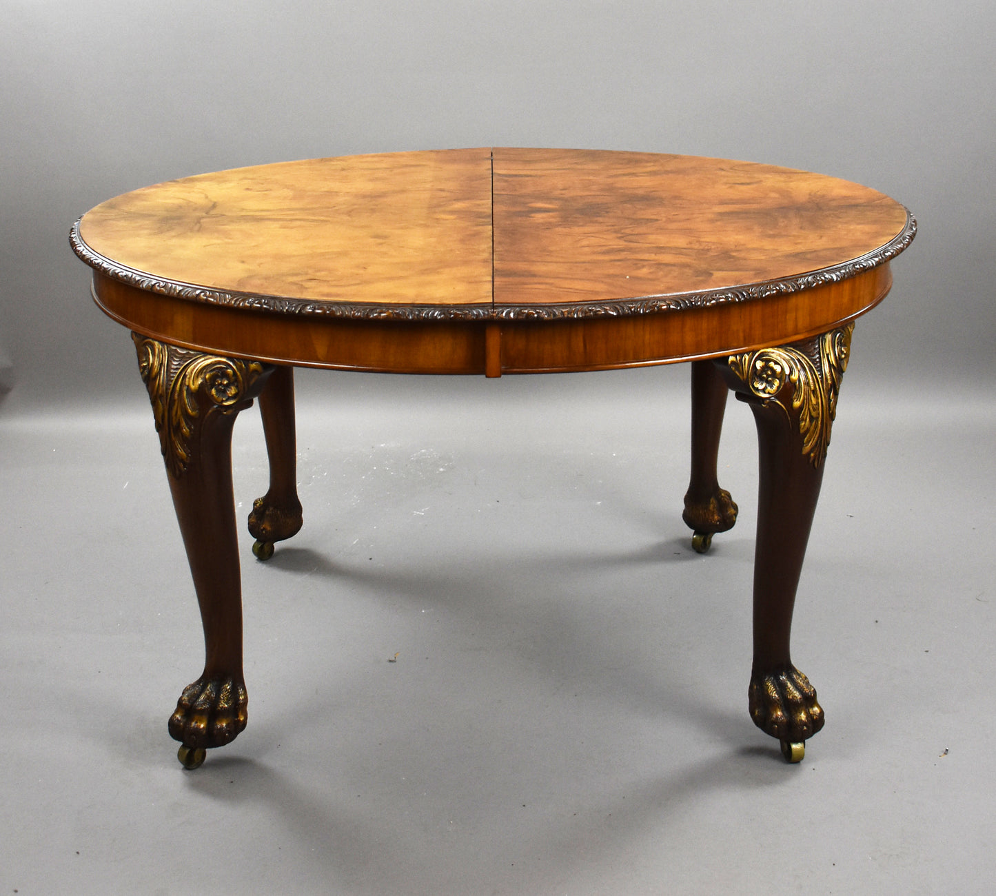 Queen Anne Style Walnut Extending Dining Table & Four Walnut Chairs