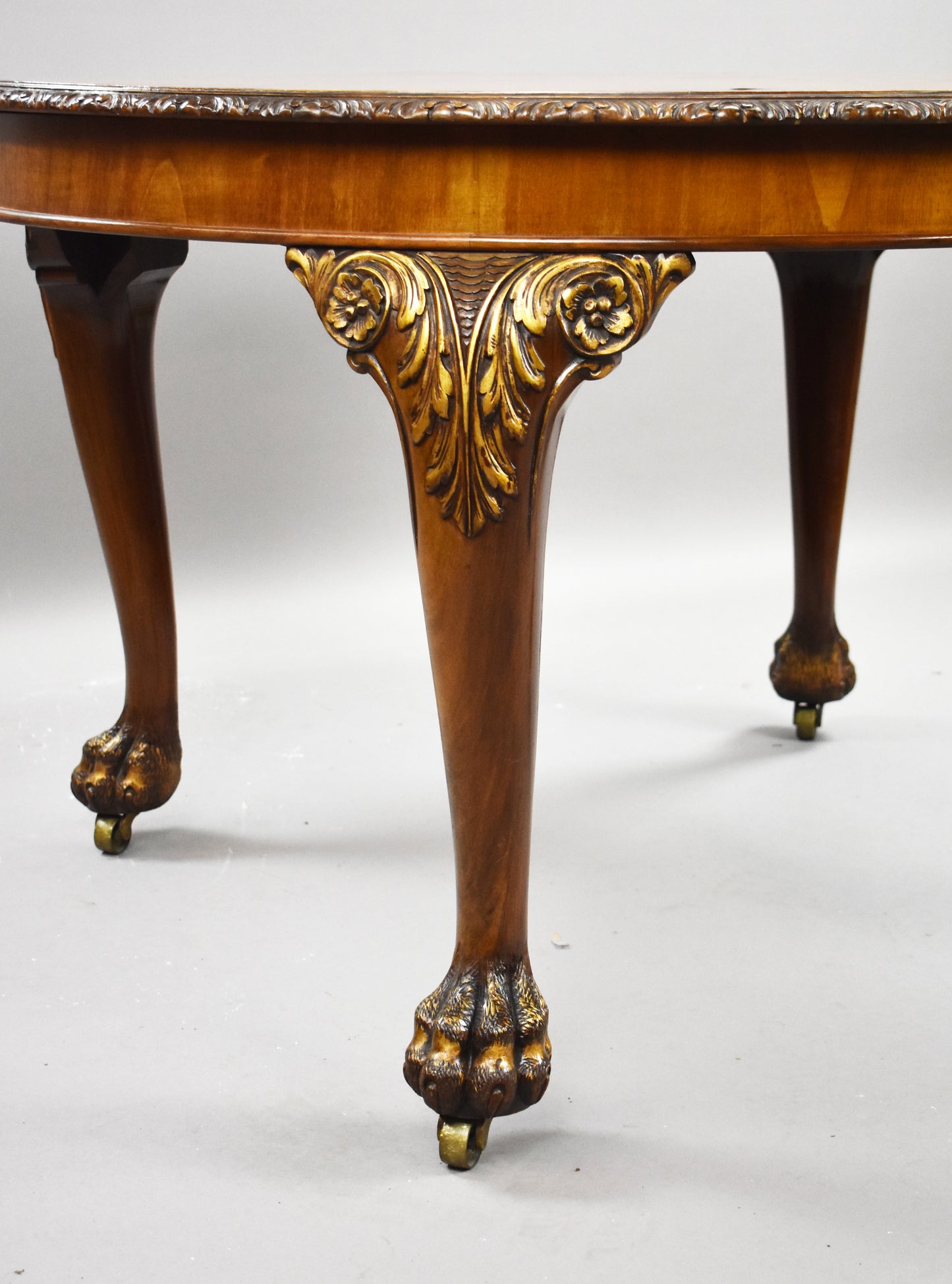 Queen Anne Style Walnut Extending Dining Table & Four Walnut Chairs