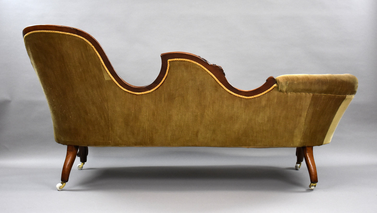 Victorian Walnut Chaise/Sofa