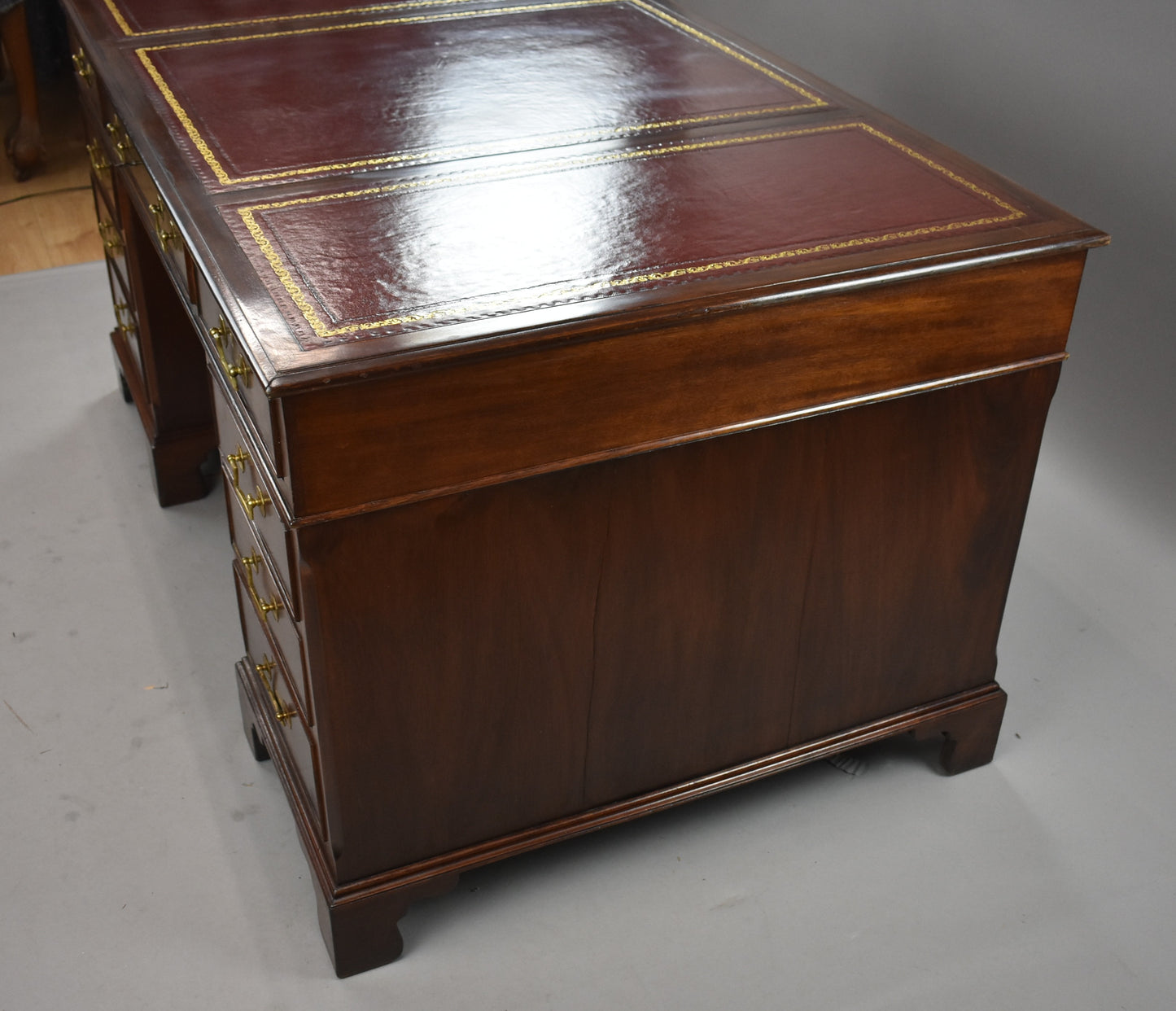 Edwardian Mahogany Red Leather Top Pedestal Desk