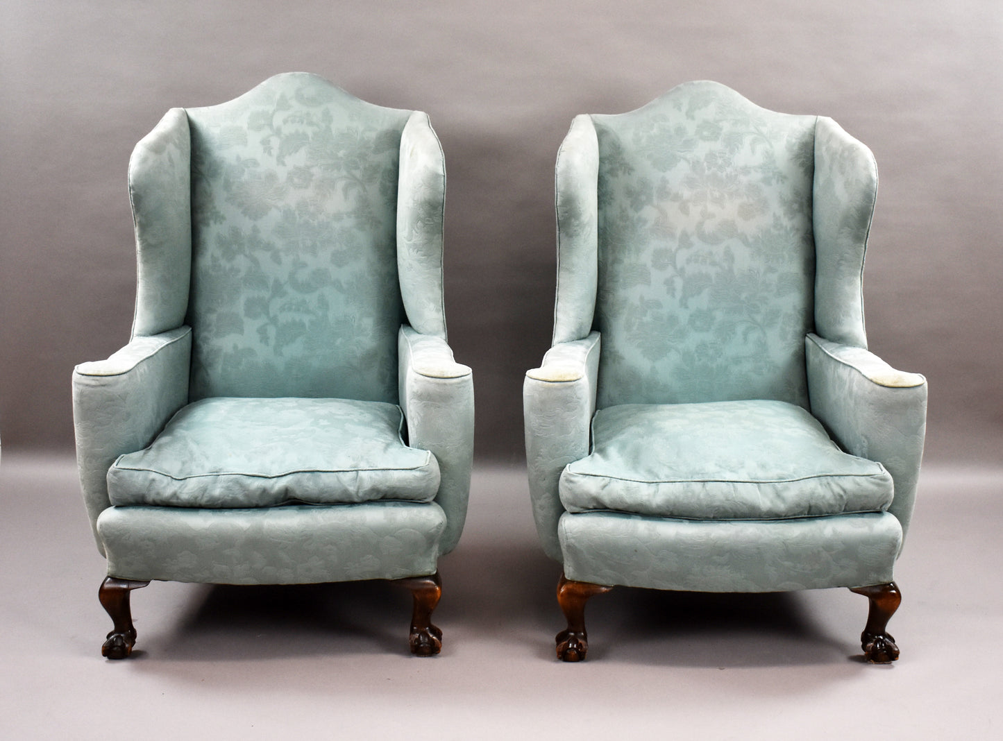 Pair Antique Wing back Armchairs