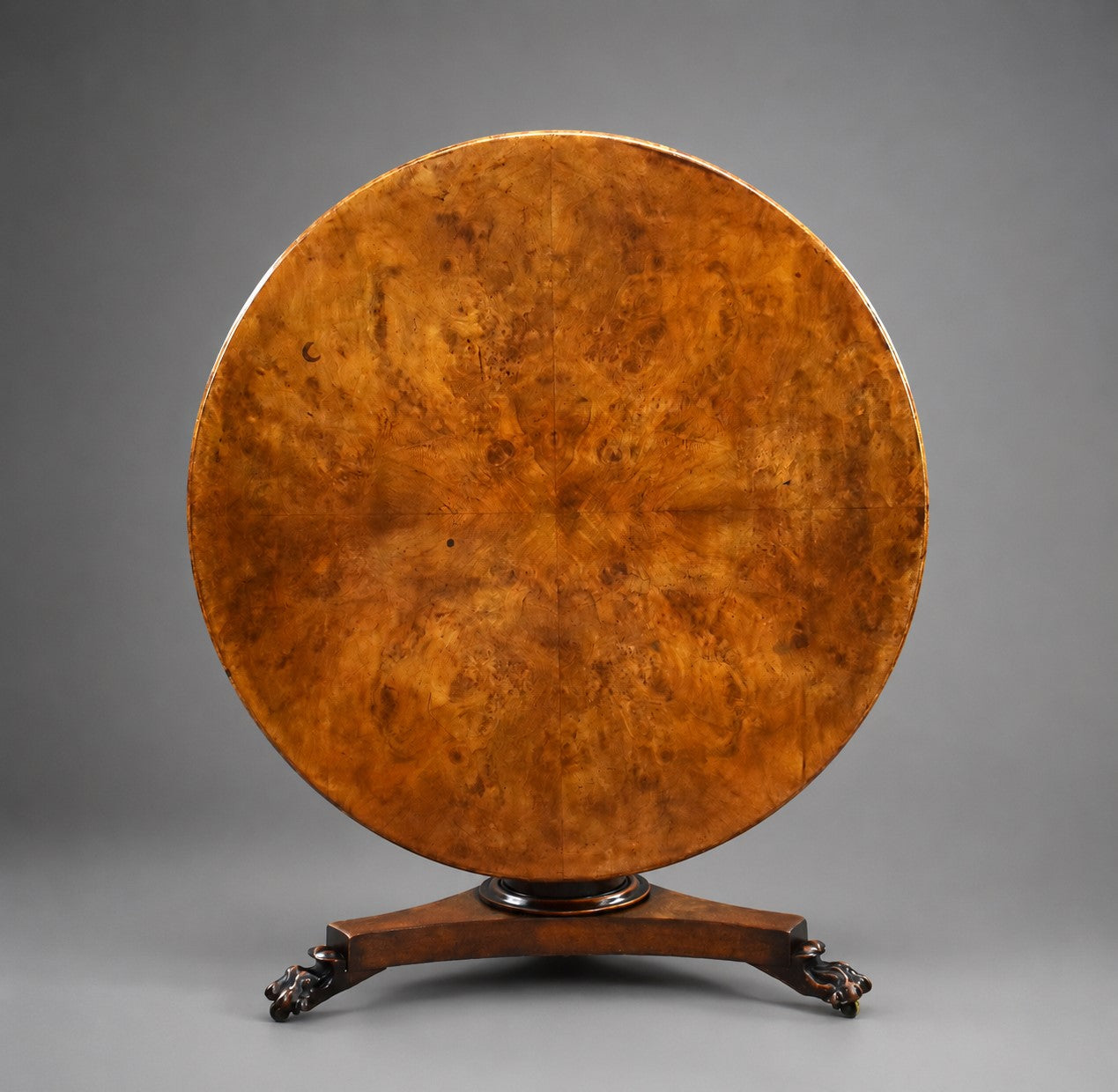 Regency Quarter-Veneered Burr Elm Tilt-Top Centre Table