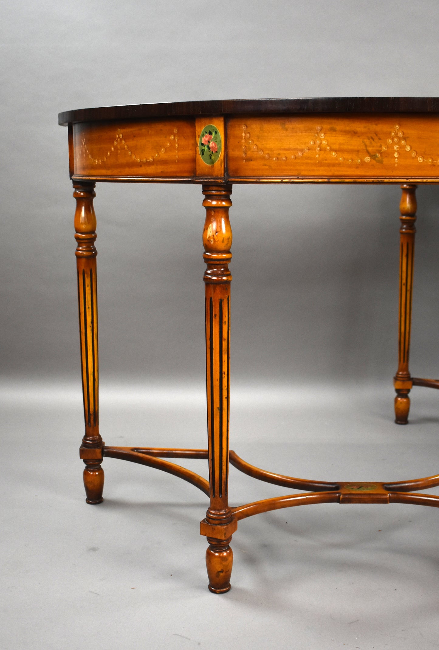 Pair Satinwood Painted Consul Tables