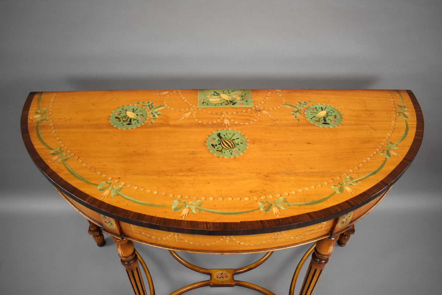 Pair Satinwood Painted Consul Tables