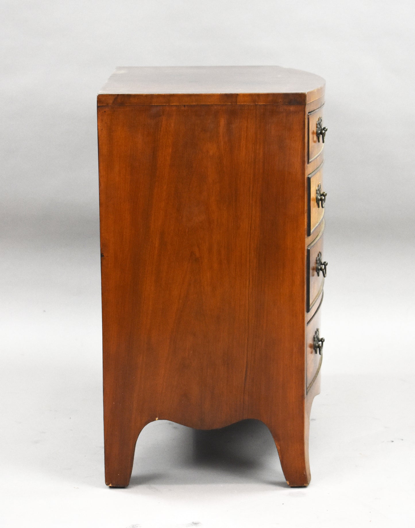 Early 20th Century Figured Walnut Bow front Chest Drawers