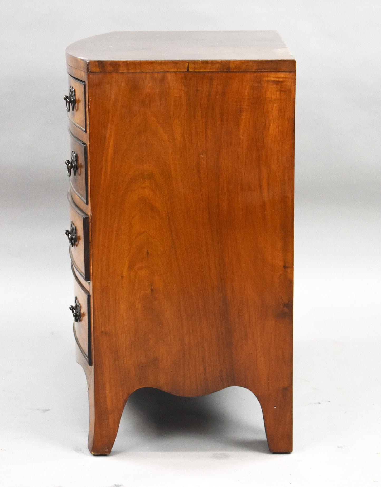Early 20th Century Figured Walnut Bow front Chest Drawers