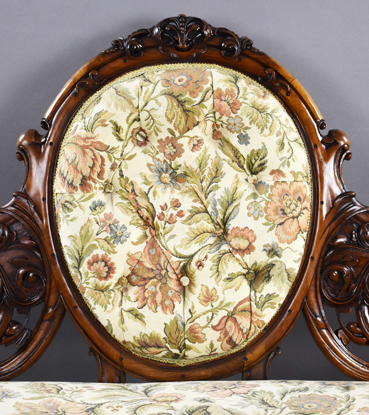 Victorian Walnut Carved Chaise/Sofa