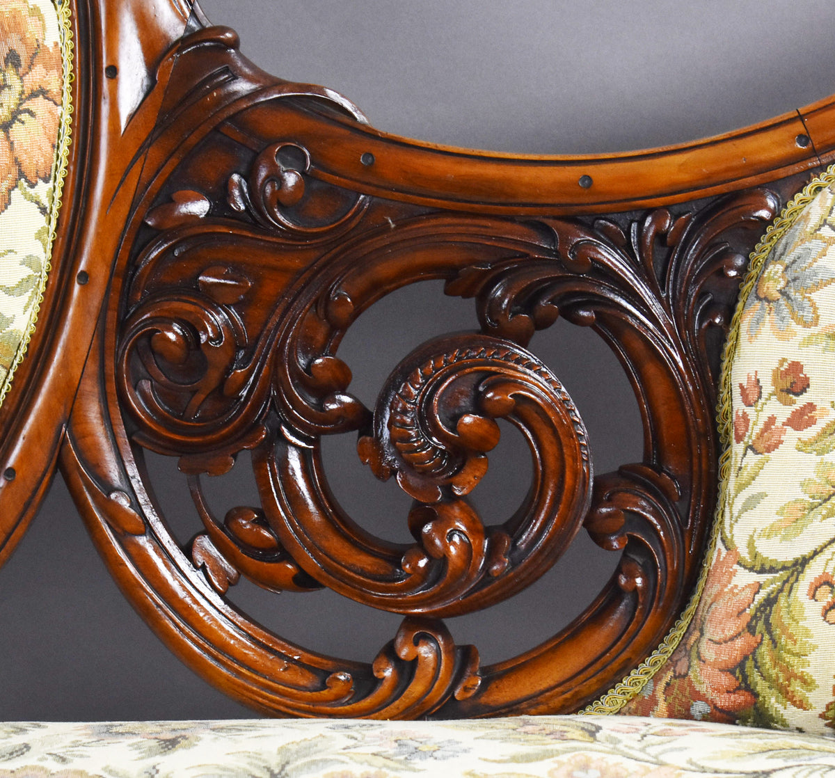 Victorian Walnut Carved Chaise/Sofa