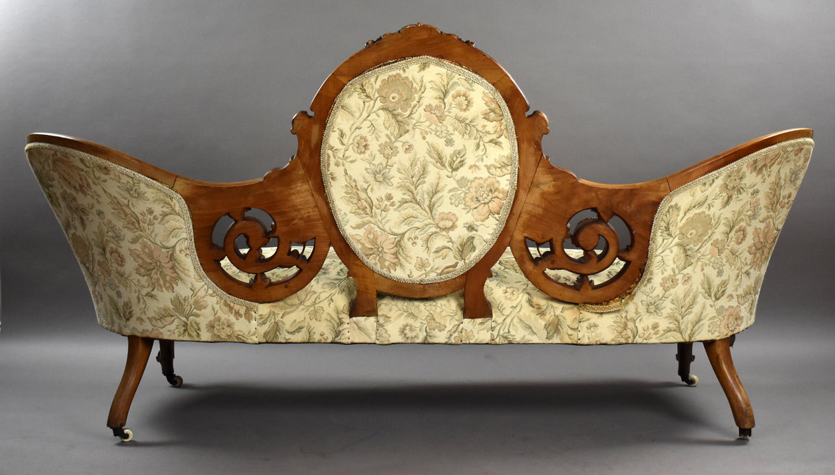 Victorian Walnut Carved Chaise/Sofa